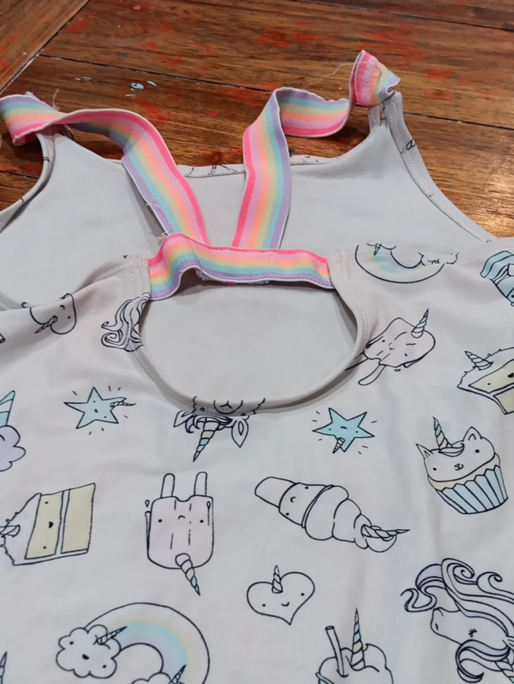 The Children's Place White Unicorn Print One-Piece Swimsuit